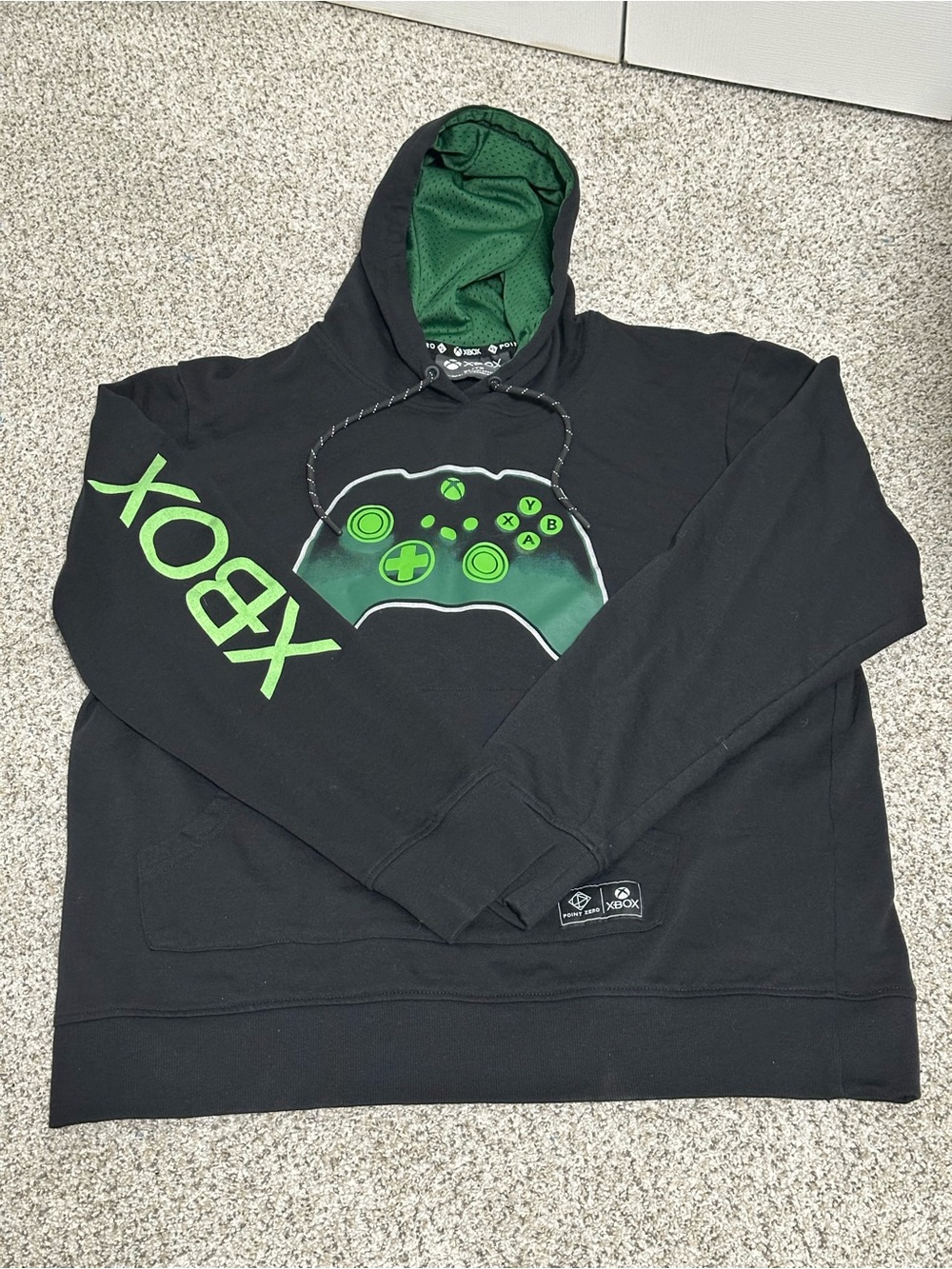 Point Zero Black Hoodie with Neon Green Controller Graphic